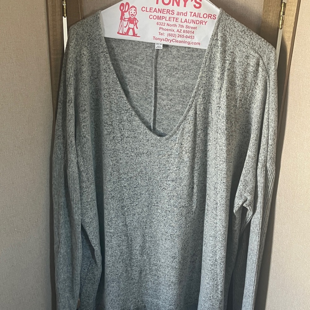 FINAL MARKDOWN Time and Tru Heather Gray V-Neck oversized Top xl